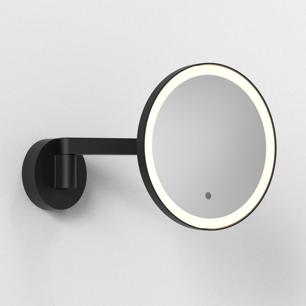 Nagoya IP44 Switched Round Illuminated Magnifying Mirror in Matt Black