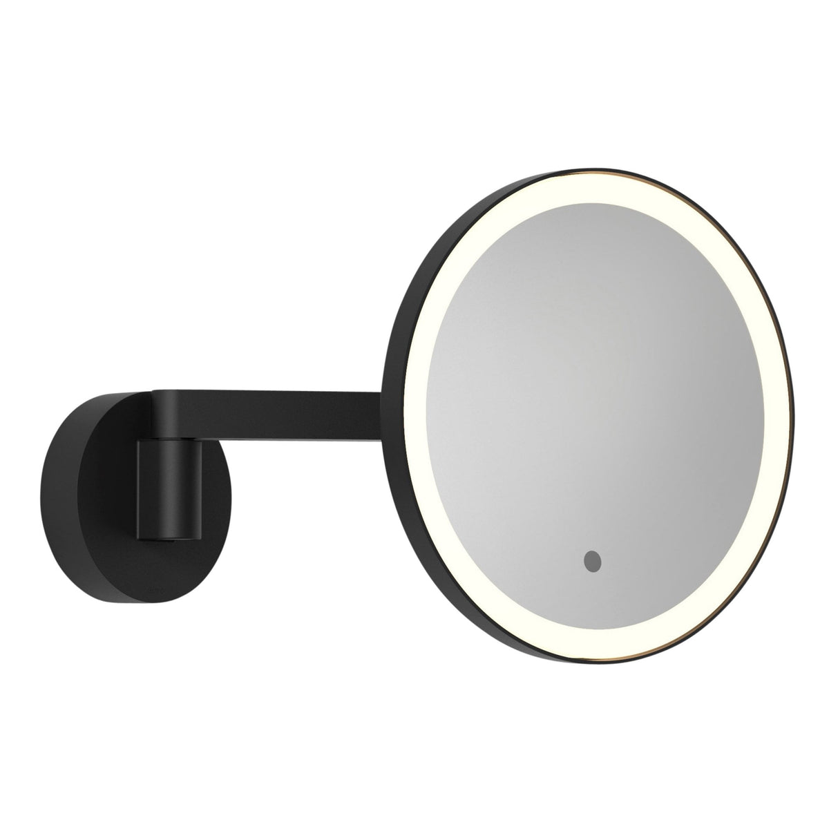 Nagoya IP44 Switched Round Illuminated Magnifying Mirror in Matt Black