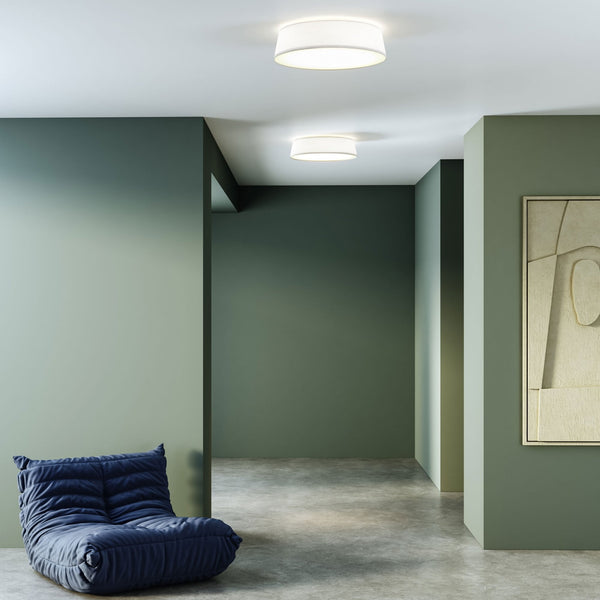 Fife 530mm Ceiling Light with White Fabric Shade