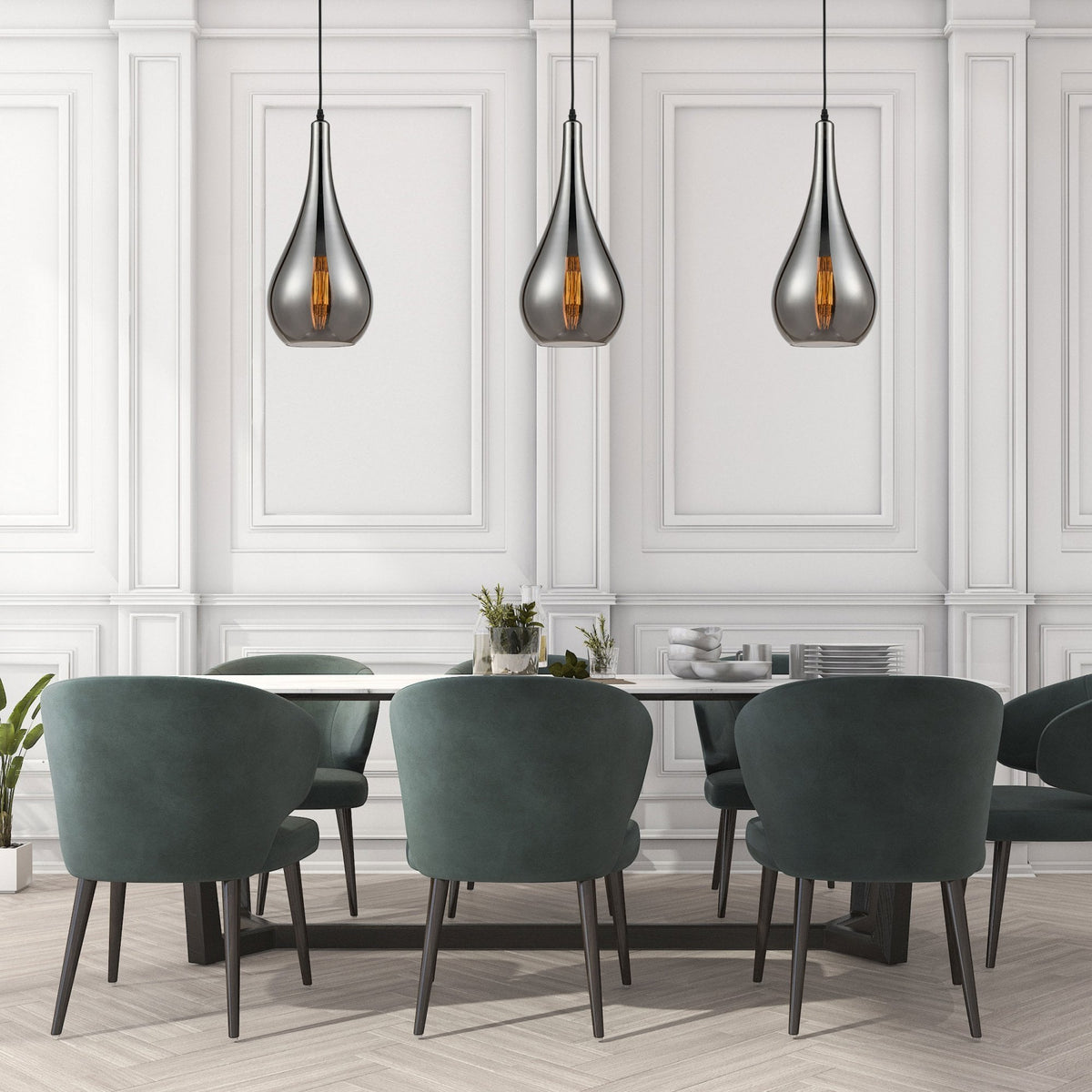 Ashill Smoked Glass Single Pendant Light