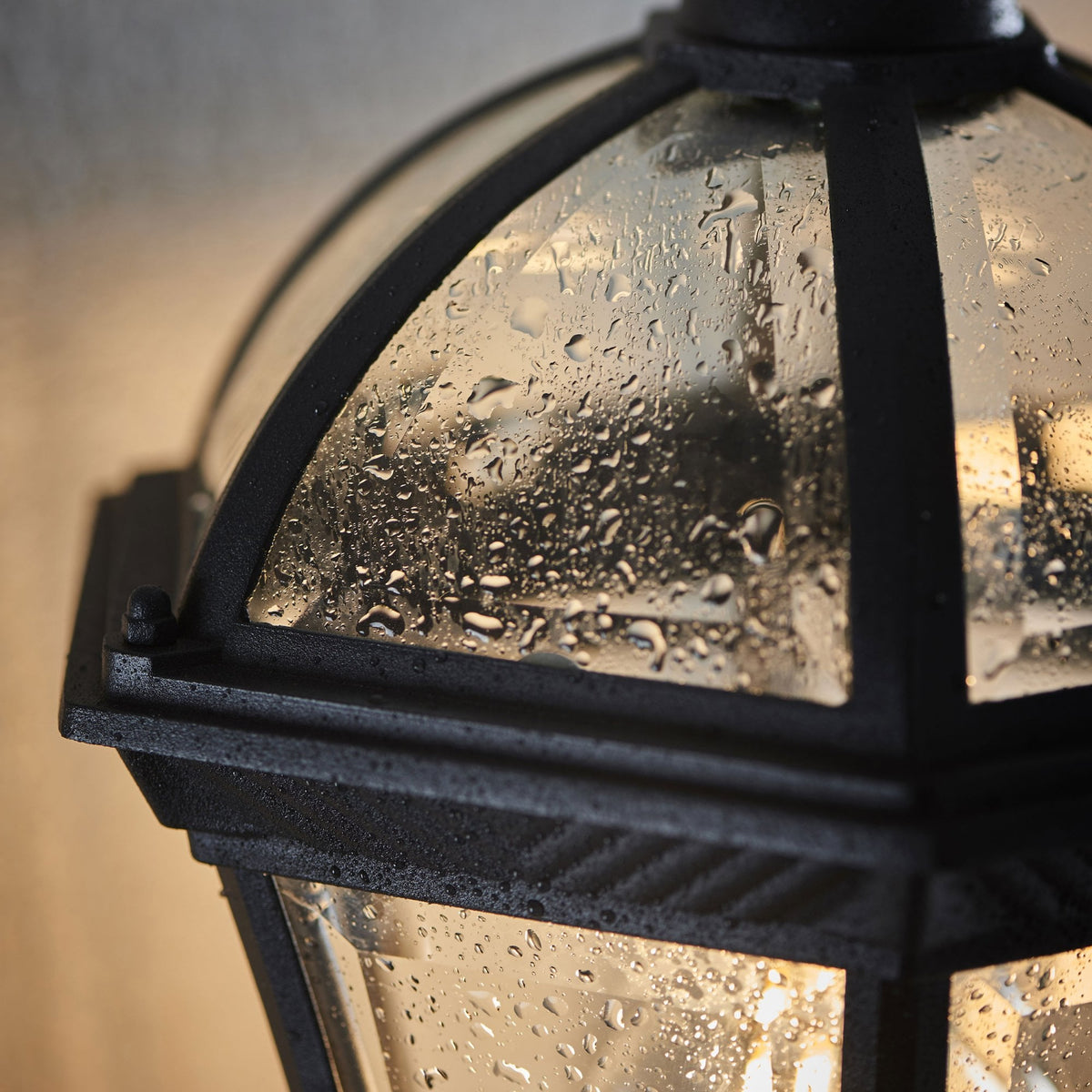 Drayton IP44 Up Wall Light in Matt Black with Clear Glass