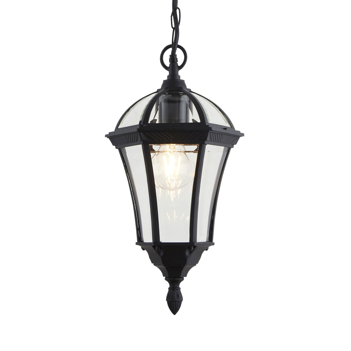 Drayton IP44 Pendant in Matt Black with Clear Glass
