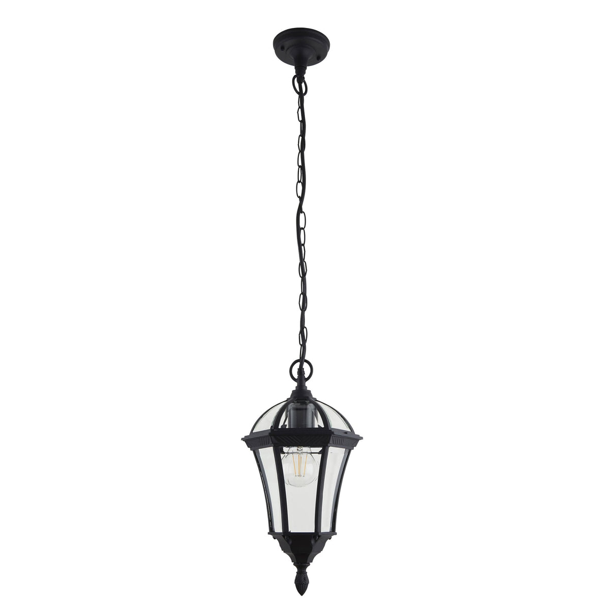 Drayton IP44 Pendant in Matt Black with Clear Glass