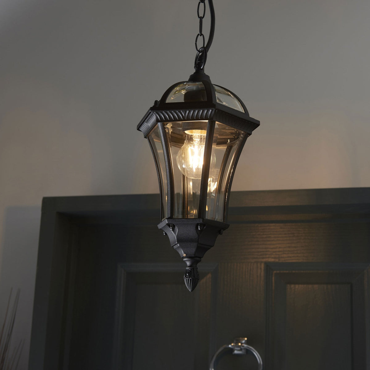 Drayton IP44 Pendant in Matt Black with Clear Glass