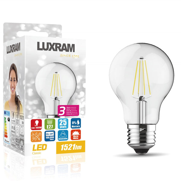 Classic E27 Dimmable Warm White LED GLS 12W 3000K 1521lm