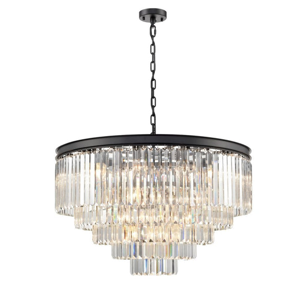 Mannington Twenty Seven Lamp Pendant in Matt Black & Rectangular Crystals