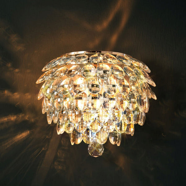 Coniston 2 Light Clear Crystal Wall Light in French Gold