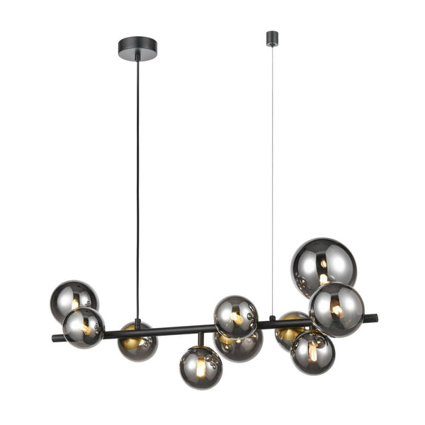 Addington Ten Lamp Linear Pendant with Smoked Glasses