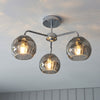 Dimple 3lt Semi Flush Light in Chrome & Smokey Mirrored Glass
