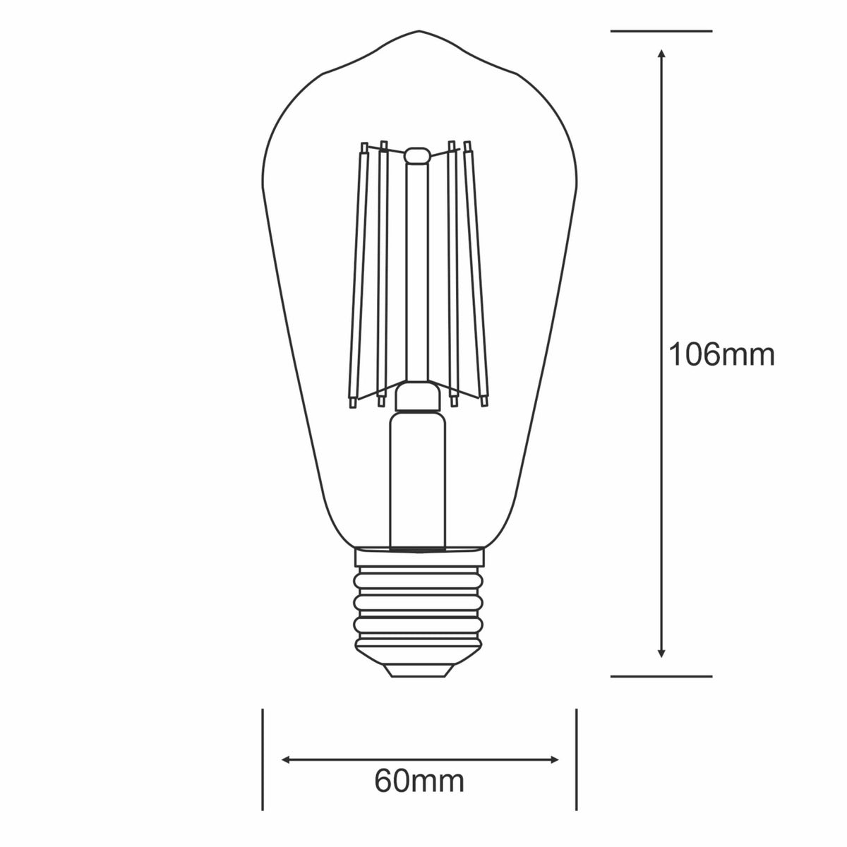 Classic E27 Rustica Dimmable Warm White Pear Shaped LED 6.5W 2700K 806lm