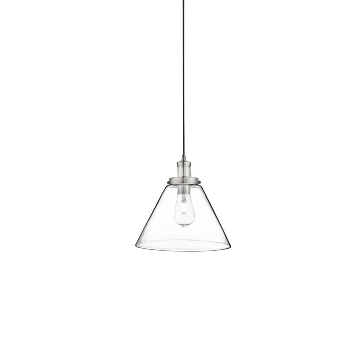 Pyramid Satin Silver Pendant With Clear Glass Shade