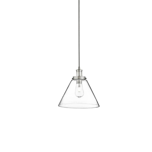 Pyramid Satin Silver Pendant With Clear Glass Shade