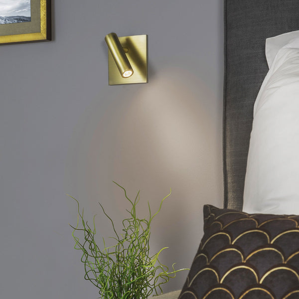 Enna Square LED Switched Reading Light in Matt Gold