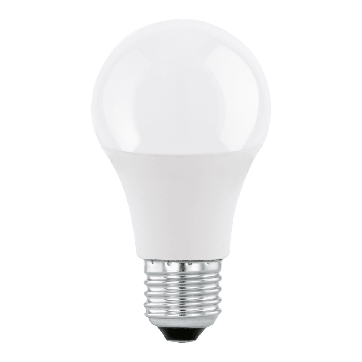 A white LED light bulb with a standard screw base, shown against a green background.