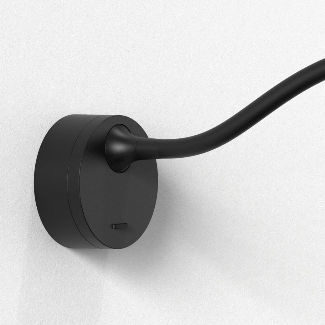 Astro Lucca Surface Switched LED Reading Light in Matt Black with a flexible arm