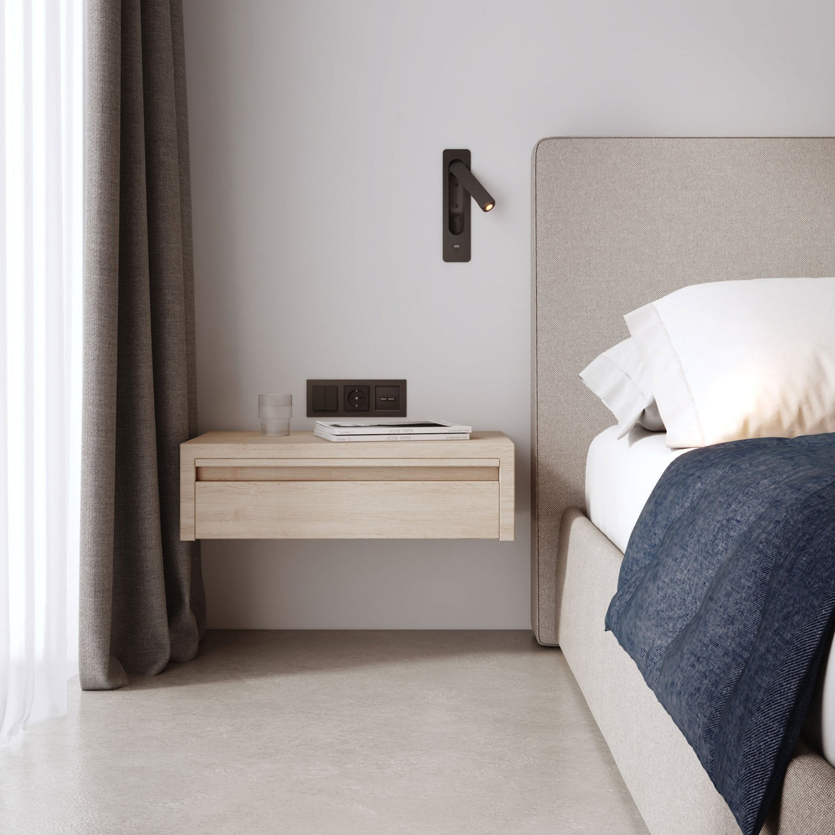 Keta USB-A Recessed Switched LED Reading Light in Matt Black