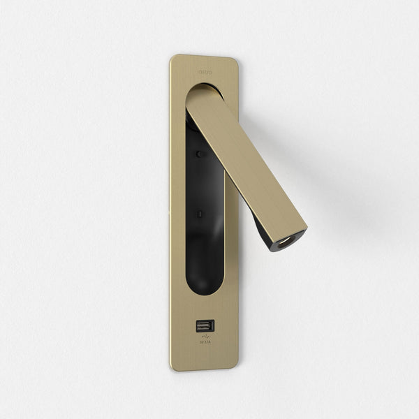 Keta USB-A Recessed Switched LED Reading Light in Matt Gold