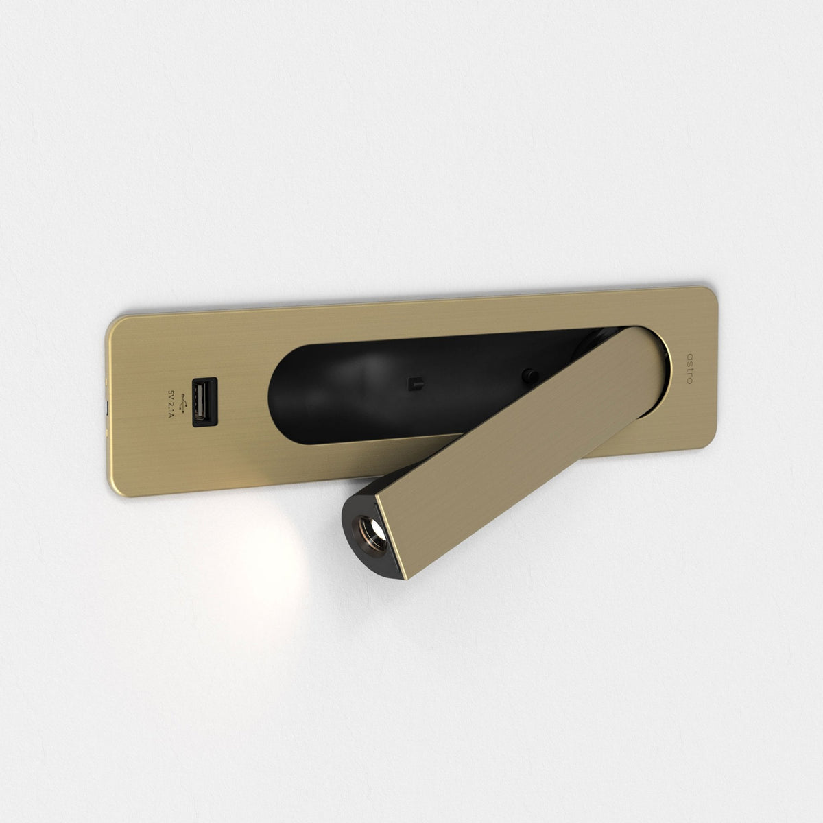 Keta USB-A Recessed Switched LED Reading Light in Matt Gold