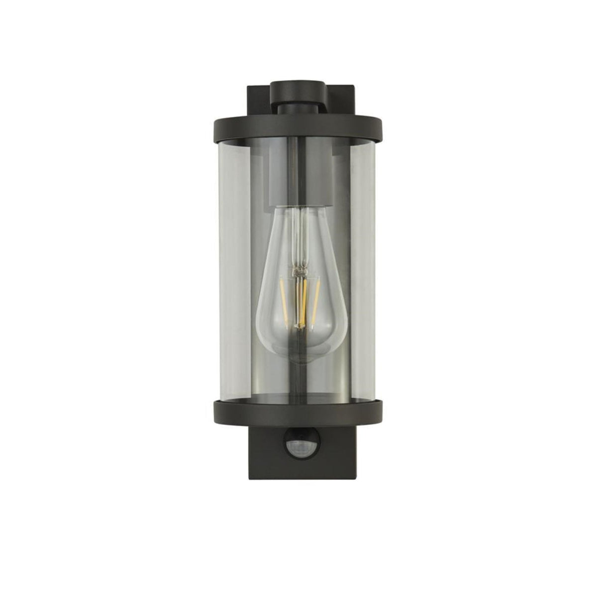 Bakerloo PIR Outdoor Wall Light - Black with Clear Glass