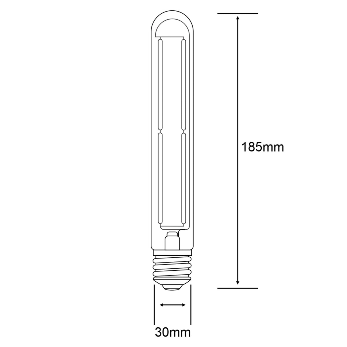 Classic Deco E27 Dimmable Warm White Straight Filament LED 185mm Tube 4W 2700K 300lm