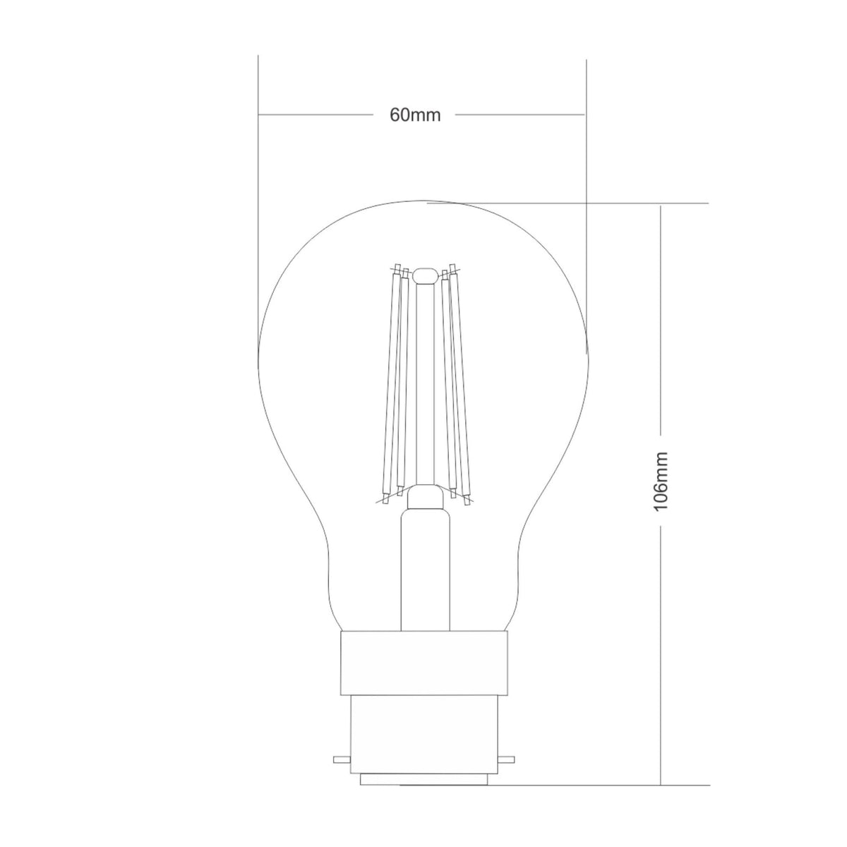 Classic B22 Dimmable Warm White LED GLS 4W 2700K 470lm