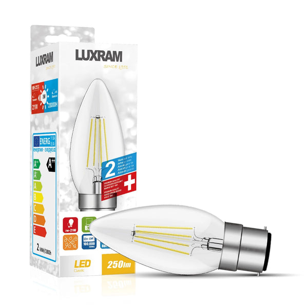 Classic B22 Dimmable Warm White LED Candle 4W 2700K 400lm