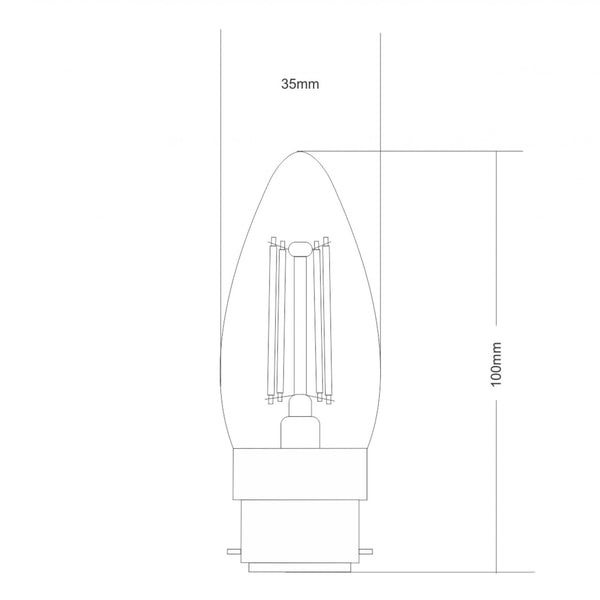 Classic B22 Dimmable Warm White LED Candle 4W 2700K 400lm