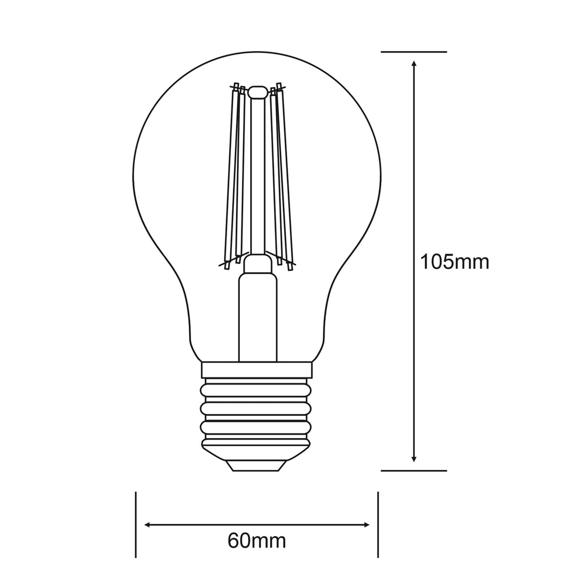 Classic E27 Dimmable Cool White LED GLS 6.5W 6000K 806lm