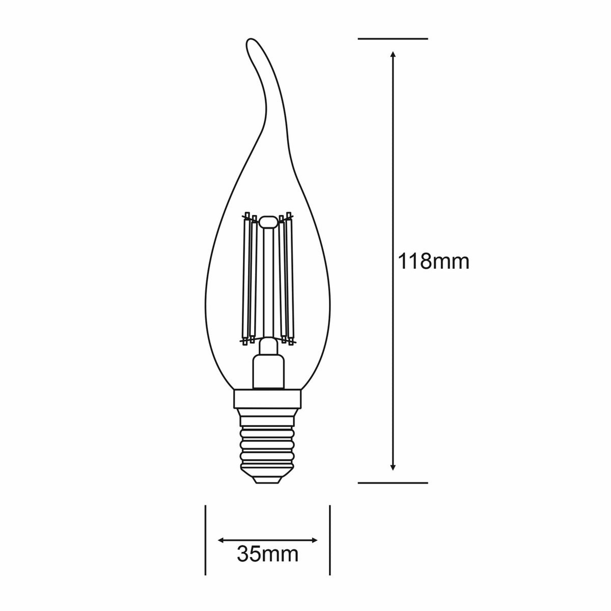 Classic E14 Dimmable Neutral White LED Candle Tip 4W 4000K 470lm