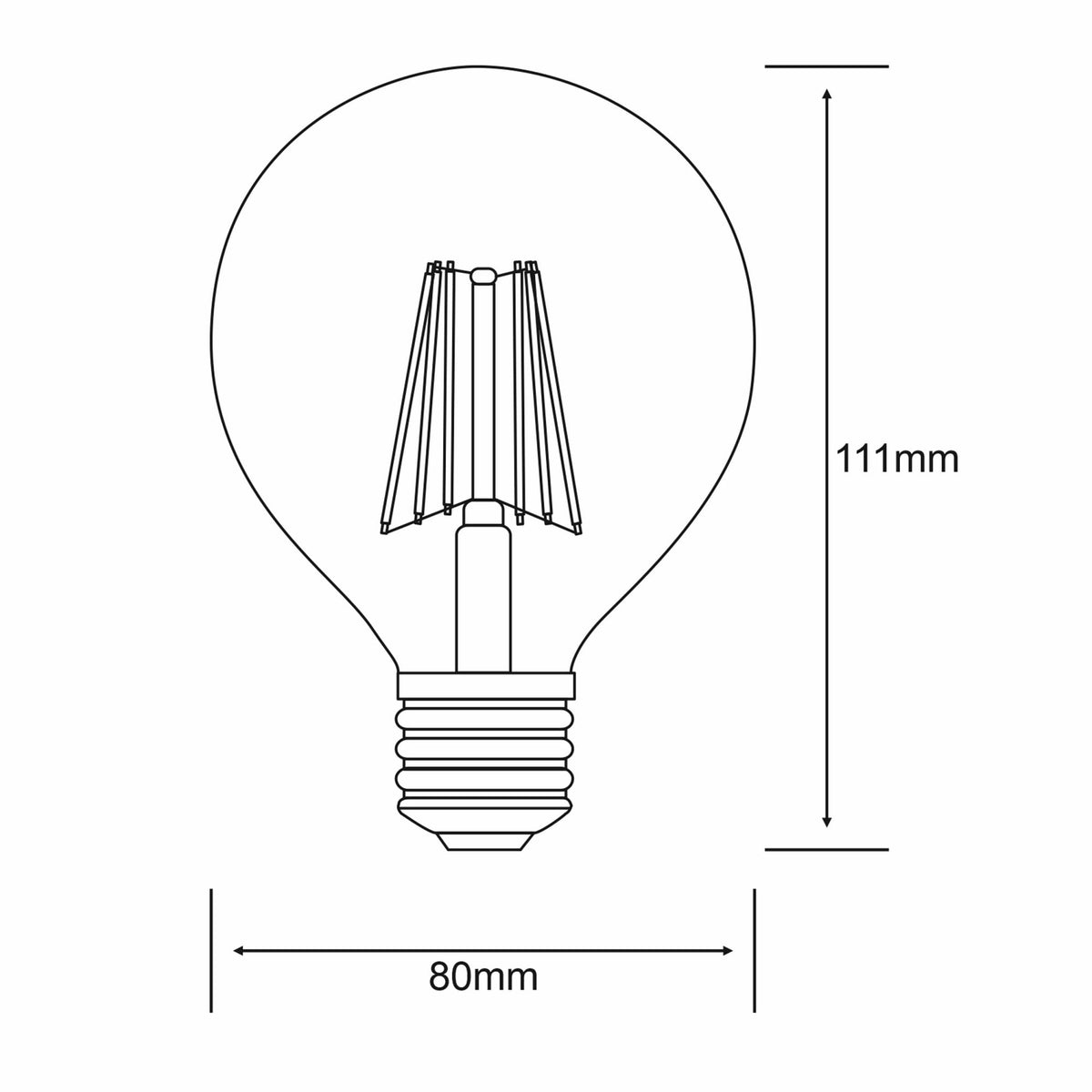 Classic E27 Dimmable Neutral White 80mm LED Globe 6.5W 4000K 806lm