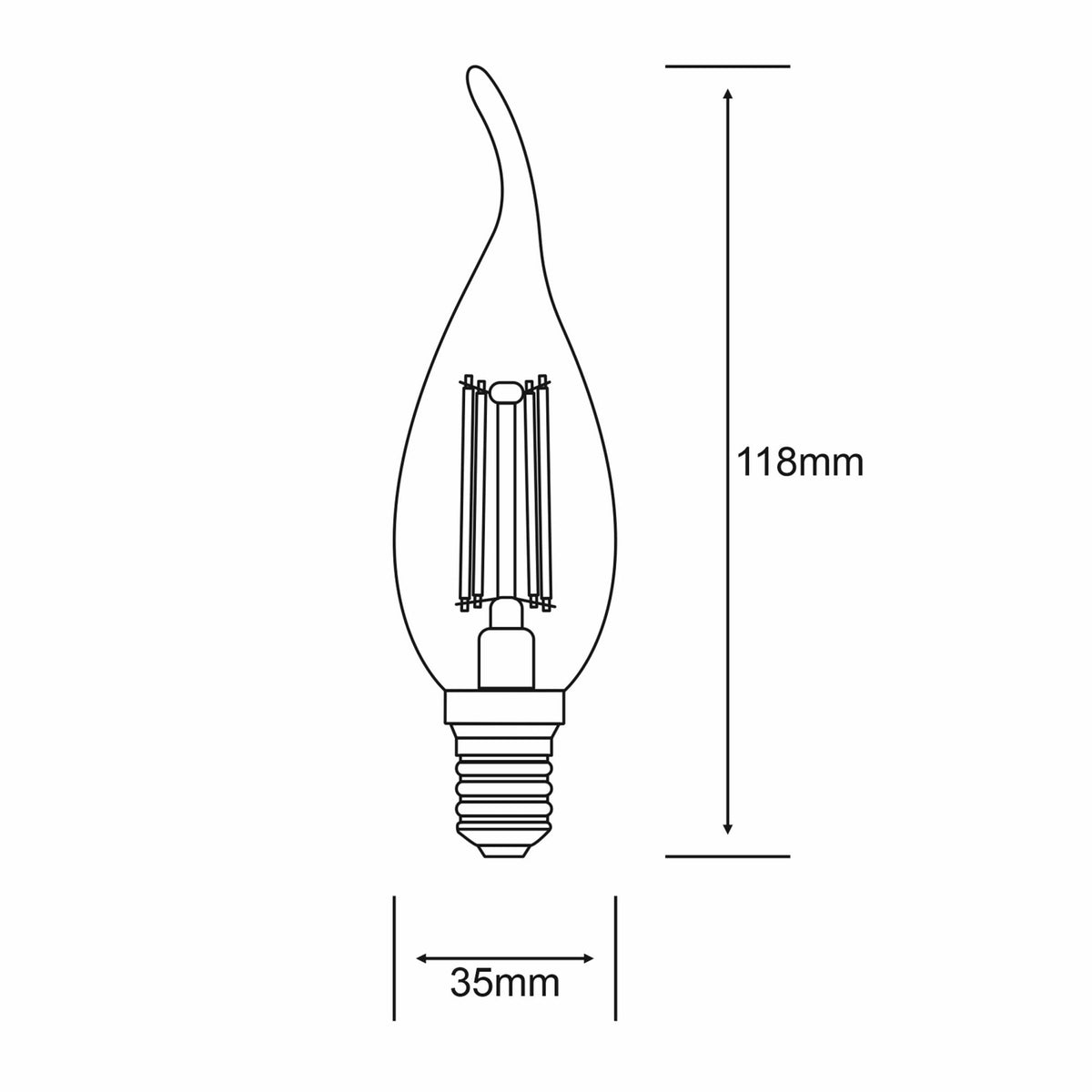 Classic E14 Dimmable Neutral White LED Candle Tip 5.5W 4000K 600lm