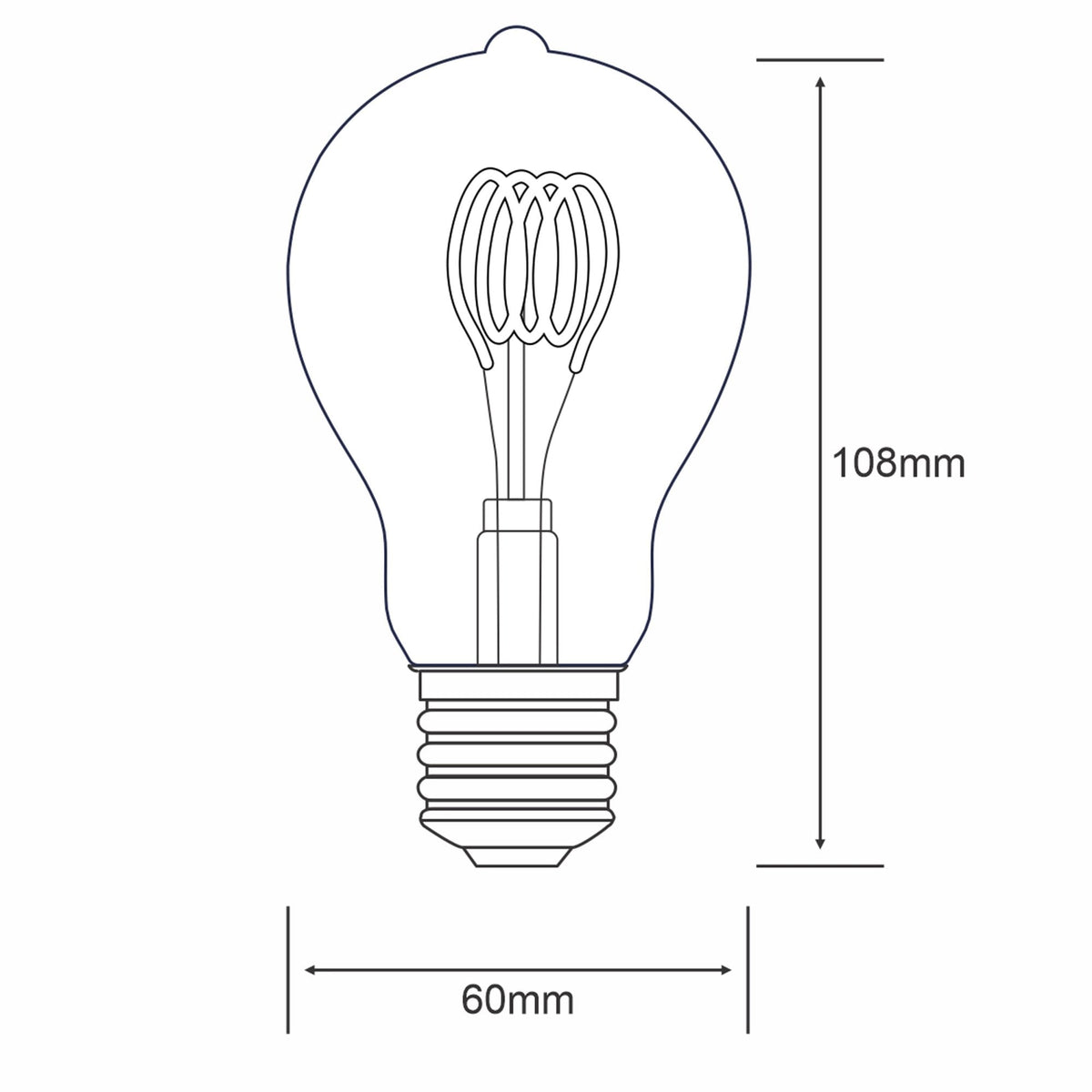 Classic E27 Dimmable Smoked LED GLS 4W 2100K 120lm