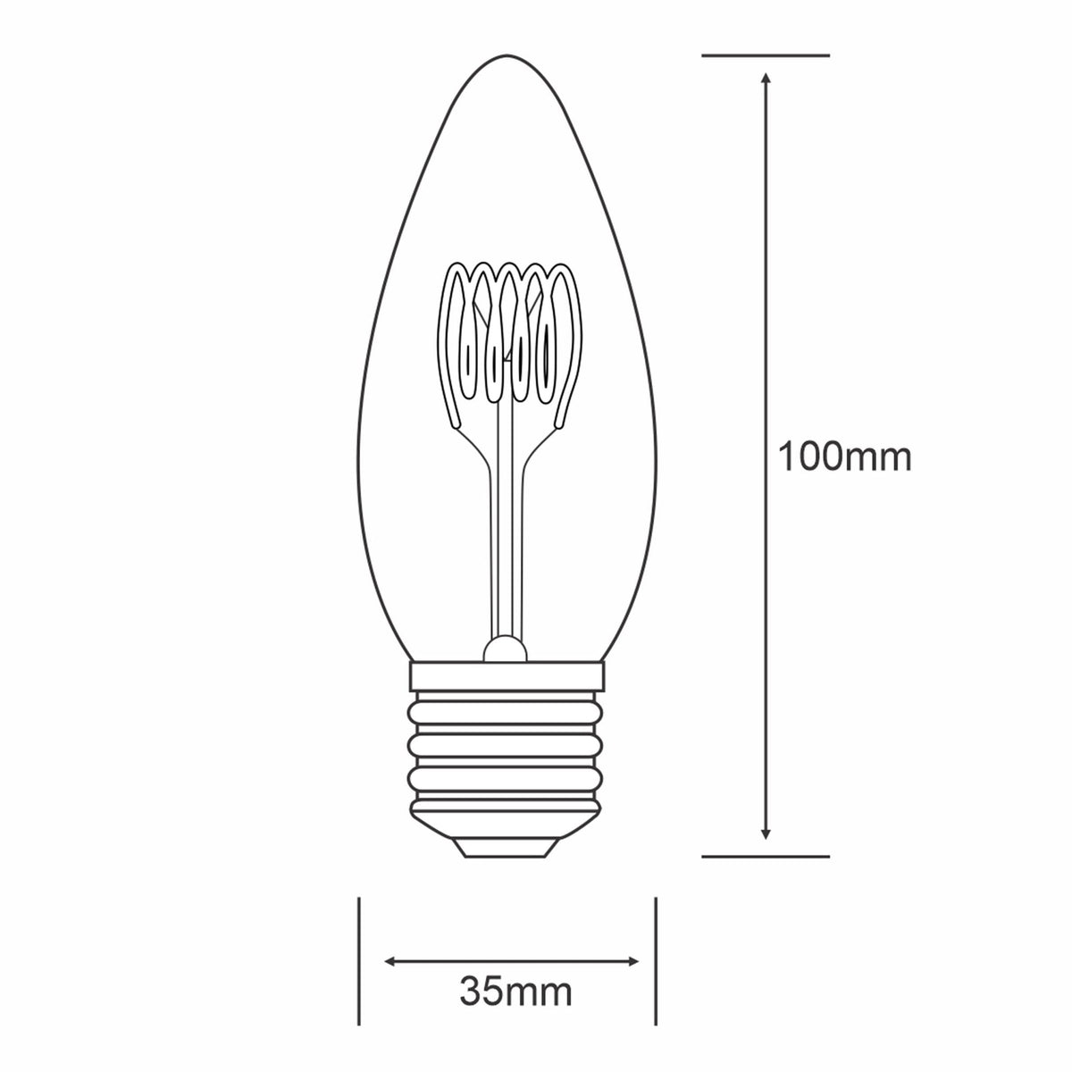 Classic E27 Smoked Extra Warm White Dimmable LED Candle 3W 2100K 120lm