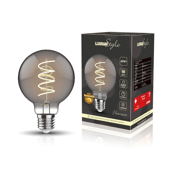 Classic E27 Dimmable Extra Warm White Smoked 80mm LED Globe 4W 2100K 120lm