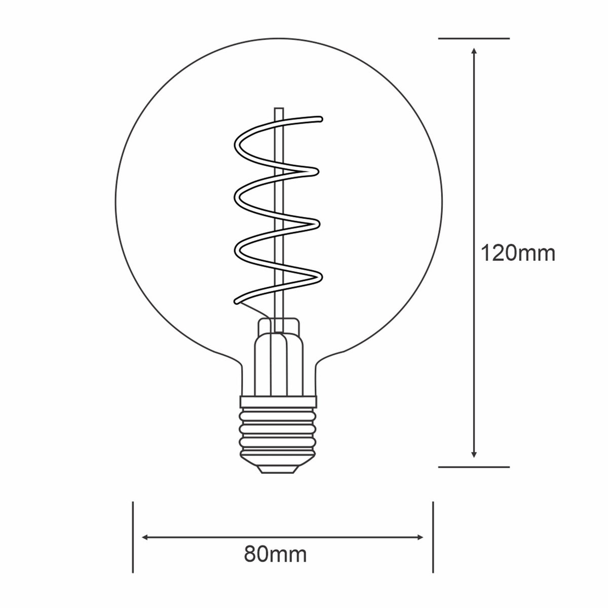 Classic E27 Dimmable Extra Warm White Smoked 80mm LED Globe 4W 2100K 120lm