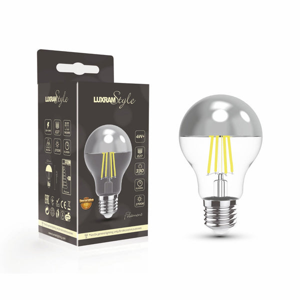 Classic Deco E27 Warm White Silver Top GLS LED 4W 2700K 330lm