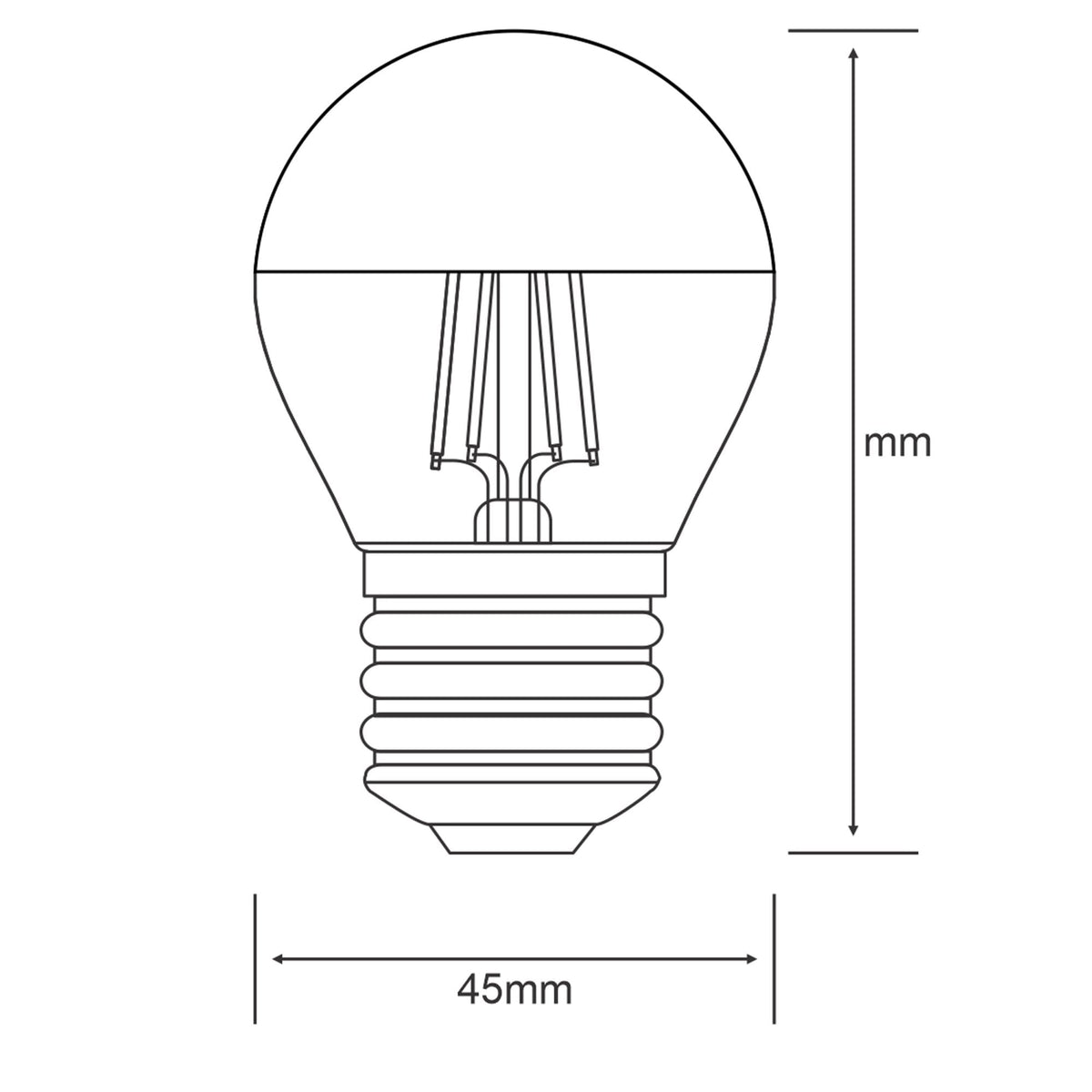 Classic Deco E27 Warm White Silver Top LED Golf Ball 4W 2700K 330lm