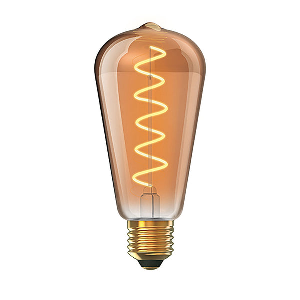 Vintage E27 Rustica Dimmable Pear Shaped Spiral Filament Amber LED 5W 1800K 280lm