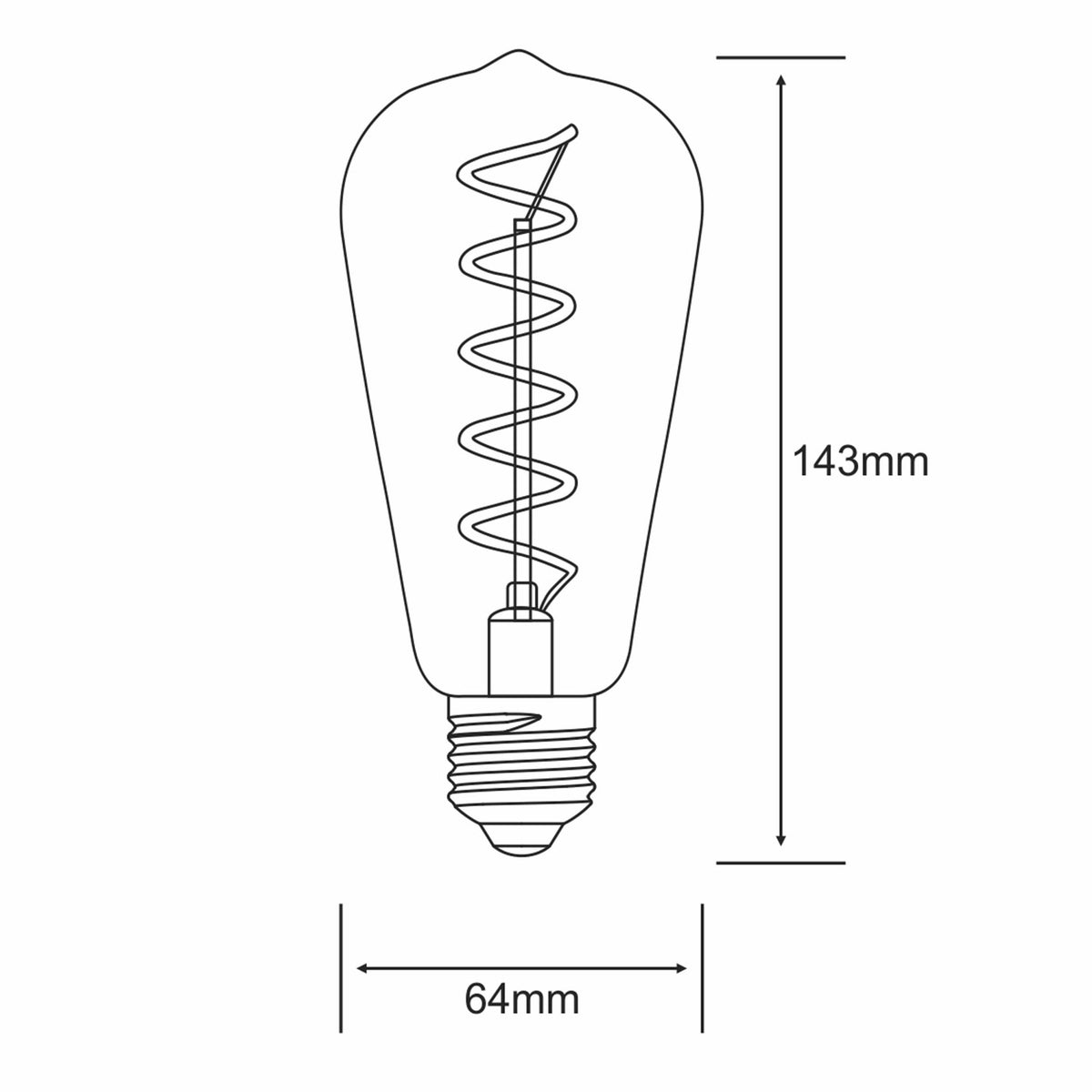 Vintage E27 Rustica Dimmable Pear Shaped Spiral Filament Amber LED 5W 1800K 280lm