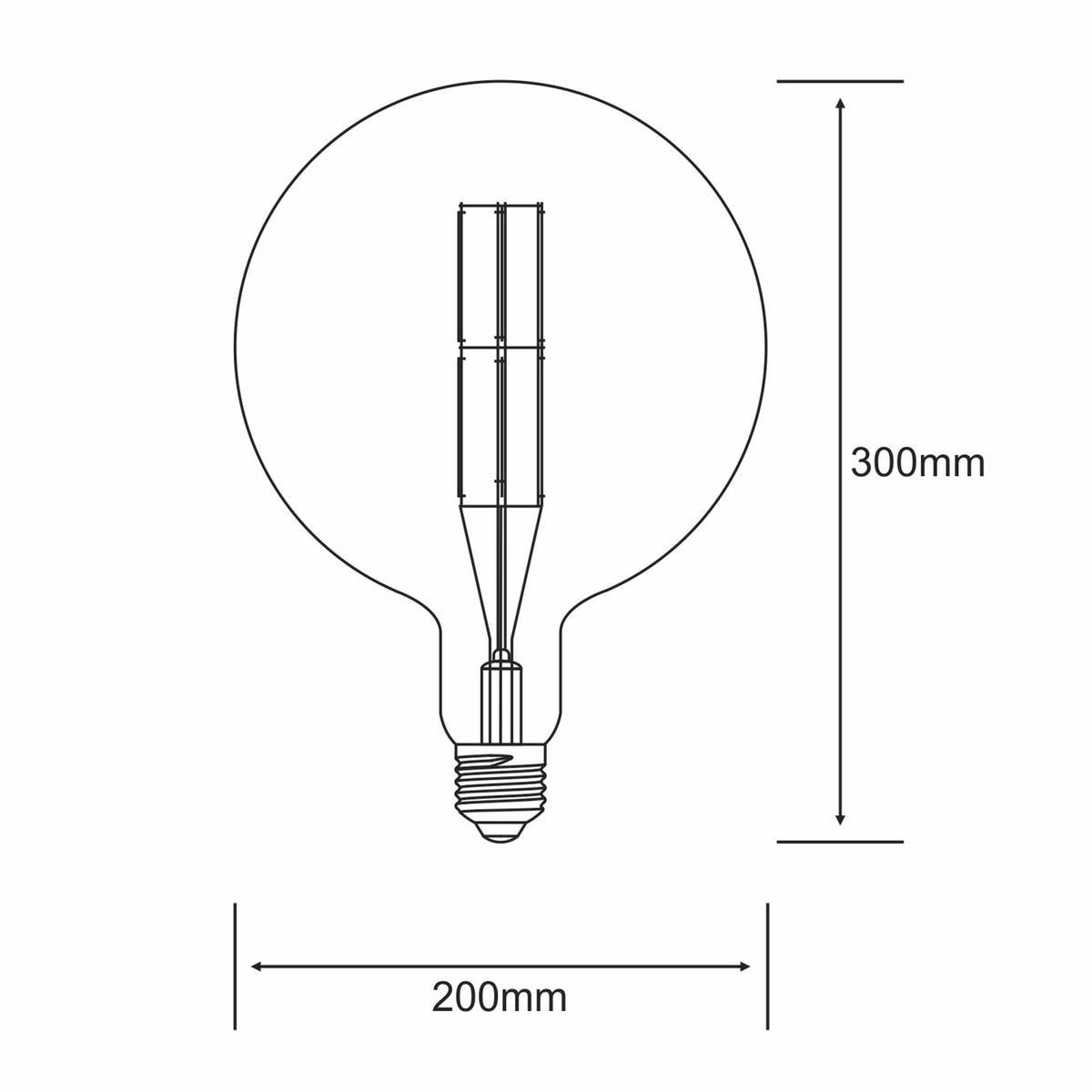 Classic Deco E27 Dimmable Extra Warm White Amber 200mm LED Globe 8W 1800K 630lm