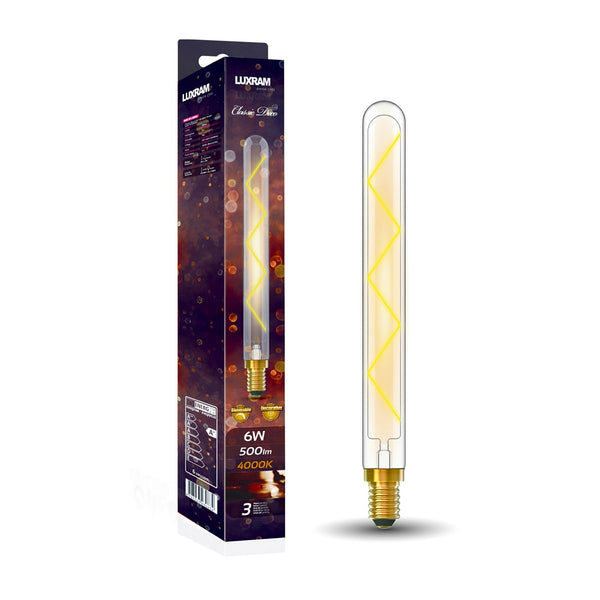 Classic Deco E14 Dimmable Neutral White X Filament LED 280mm Tube 6W 4000K 500lm