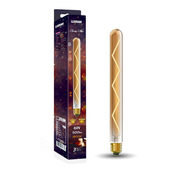 Classic Deco Gold E27 Dimmable Extra Warm White X Filament LED 280mm Tube 6W 1800K 500lm