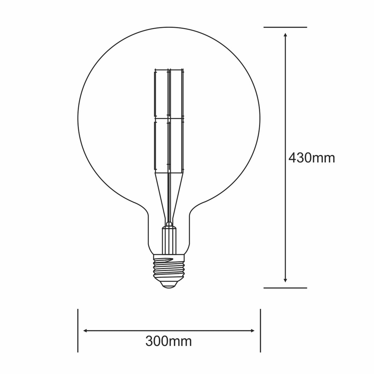Classic Deco E40 Dimmable Extra Warm White Amber 300mm LED Globe 8W 1800K 630lm