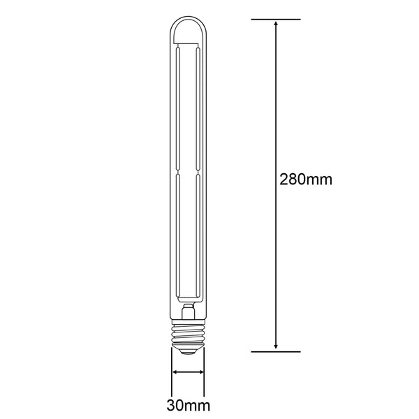 Classic Deco E27 Dimmable Warm White Straight Filament LED 280mm Tube 6W 2700K 500lm