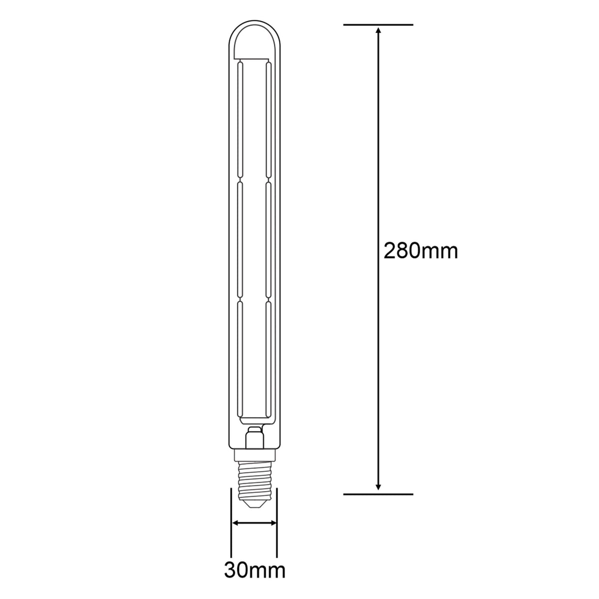 Classic Deco Gold E14 Dimmable Extra Warm White Straight Filament LED 280mm Tube 6W 1800K 500lm