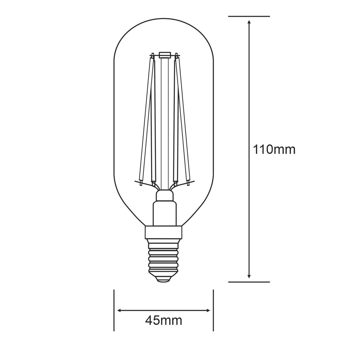 Classic Deco E14 Dimmable Warm White LED 110mm Tube 4W 2700K 300lm