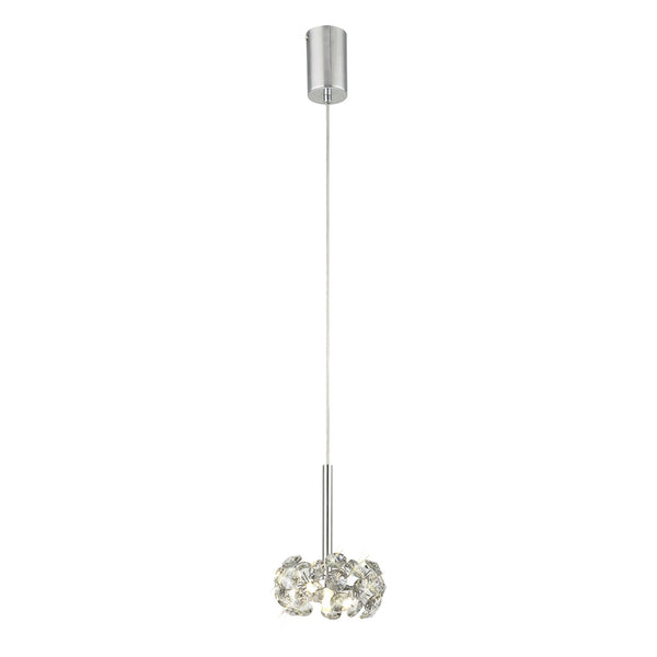 Bridestowe Single Pendant in Polished Chrome & Clear Crystal