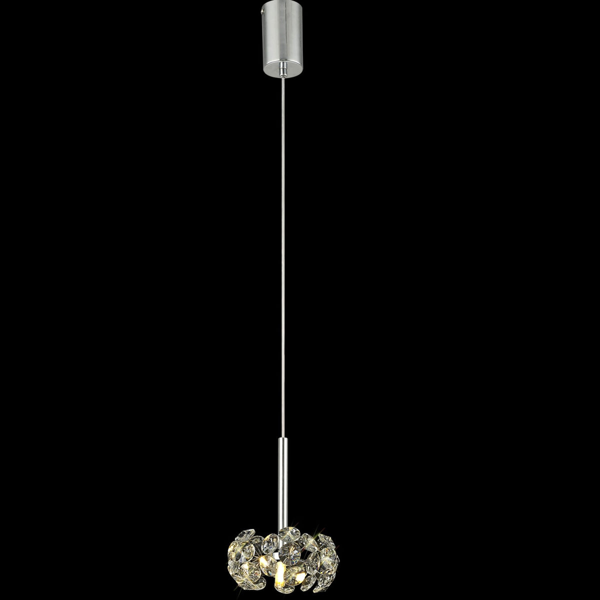 Bridestowe Single Pendant in Polished Chrome & Clear Crystal