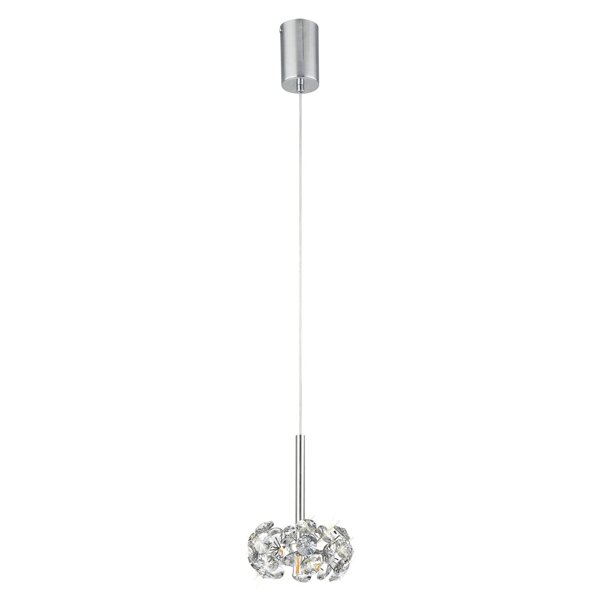 Bridestowe Single Pendant in Polished Chrome & Clear Crystal