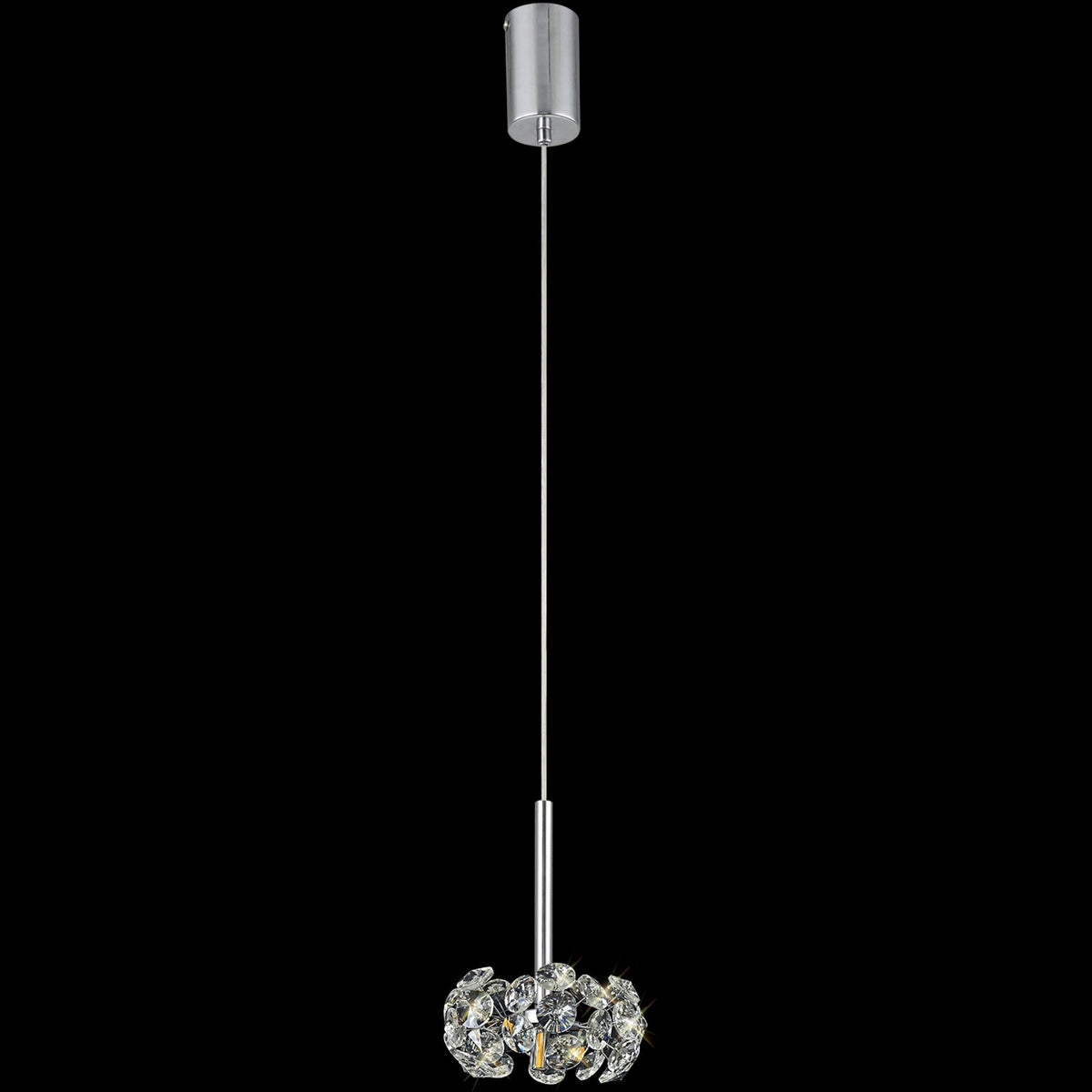 Bridestowe Single Pendant in Polished Chrome & Clear Crystal